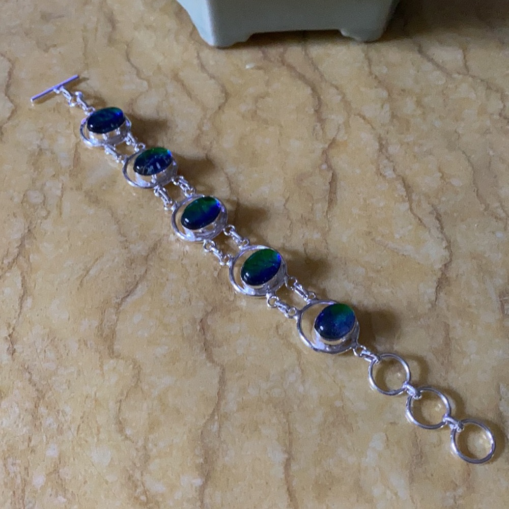 Vintage 925 Australian tribal opal bracelet - Picture 6 of 8